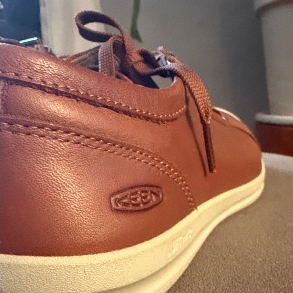 Keen Lorelai Cognac Brown Leather Casual Lace-Up Womens 9 Sneakers Outdoors - Picture 5 of 9